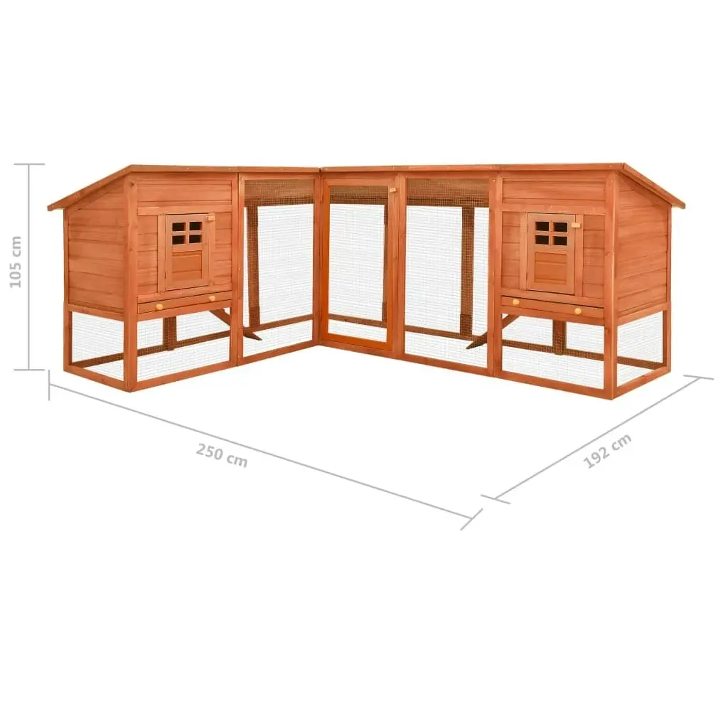 Outdoor Rabbit Hutch with Run Brown Solid Fir Wood 170872