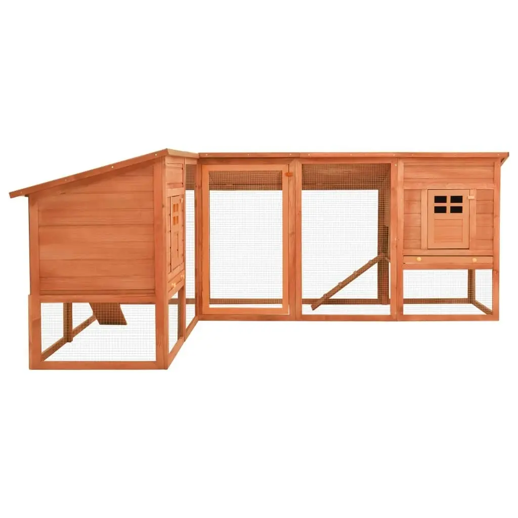 Outdoor Rabbit Hutch with Run Brown Solid Fir Wood 170872