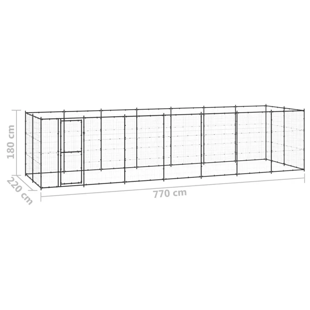 Outdoor Dog Kennel Steel 16.94 mÂ² 3082300