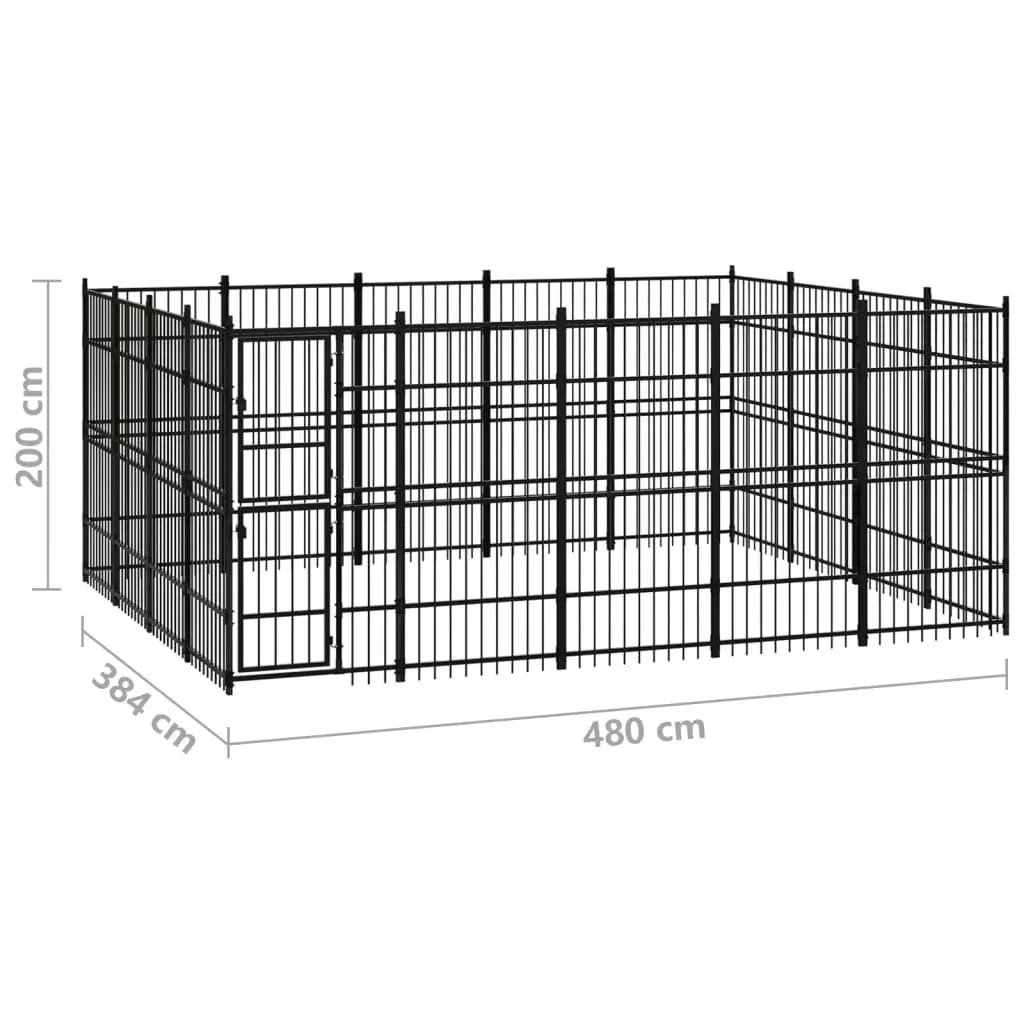 Outdoor Dog Kennel Steel 18.43 mÂ² 3097983