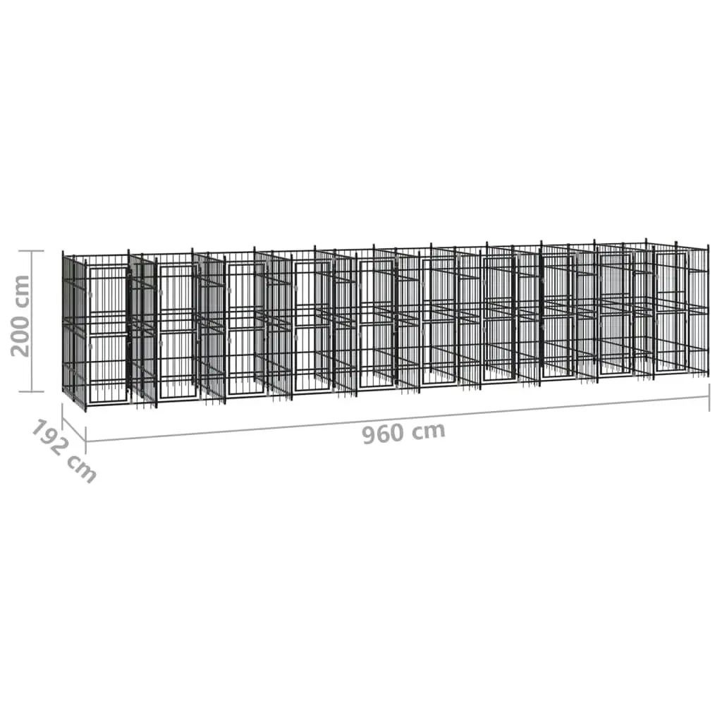 Outdoor Dog Kennel Steel 18.43 mÂ² 3097945