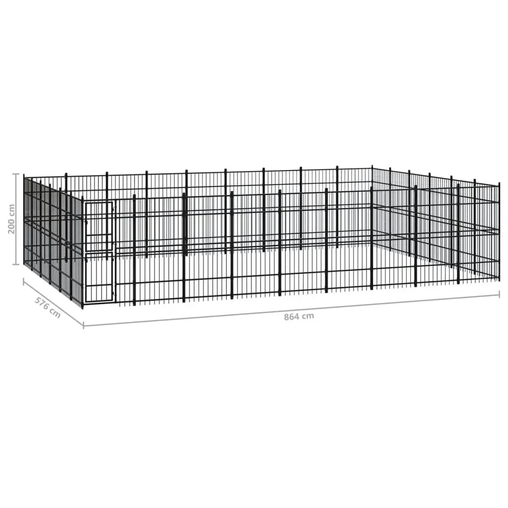 Outdoor Dog Kennel Steel 49.77 mÂ² 3097998