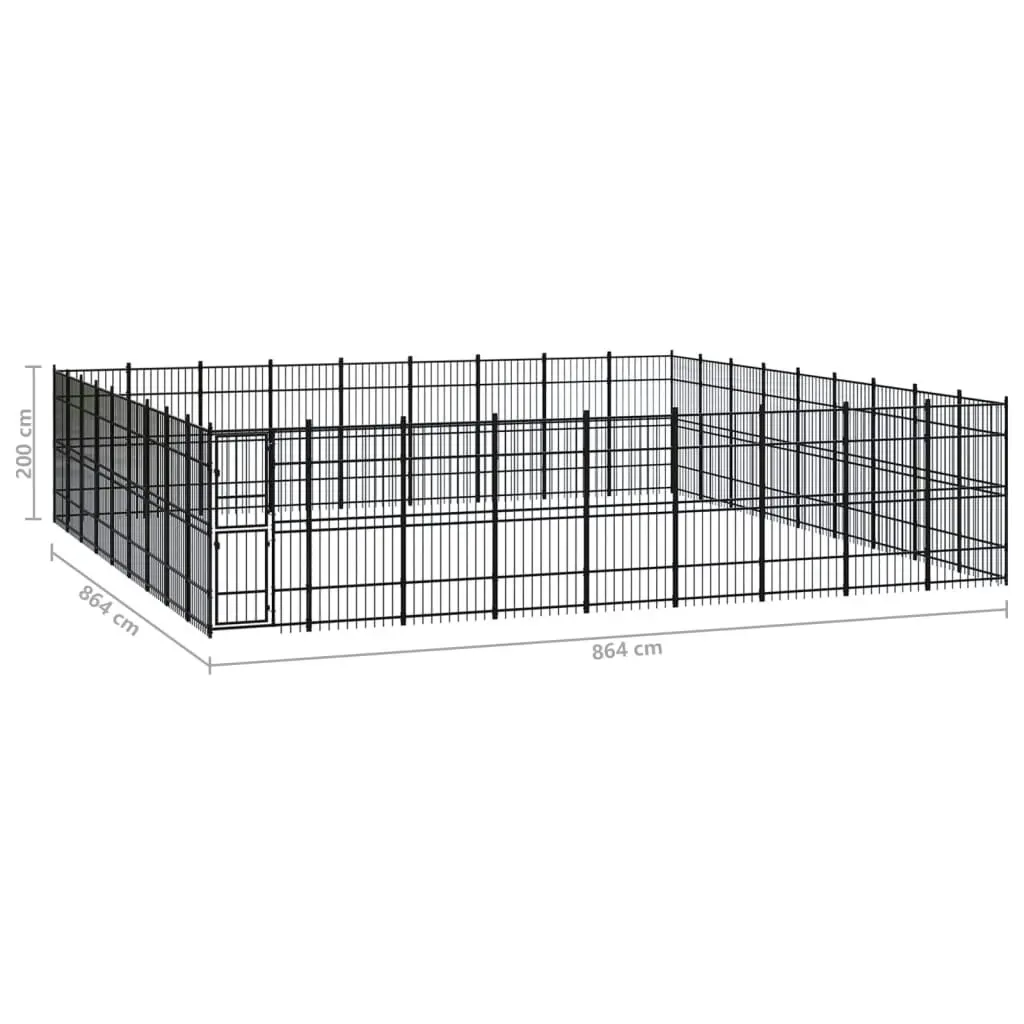 Outdoor Dog Kennel Steel 74.65 mÂ² 3098007