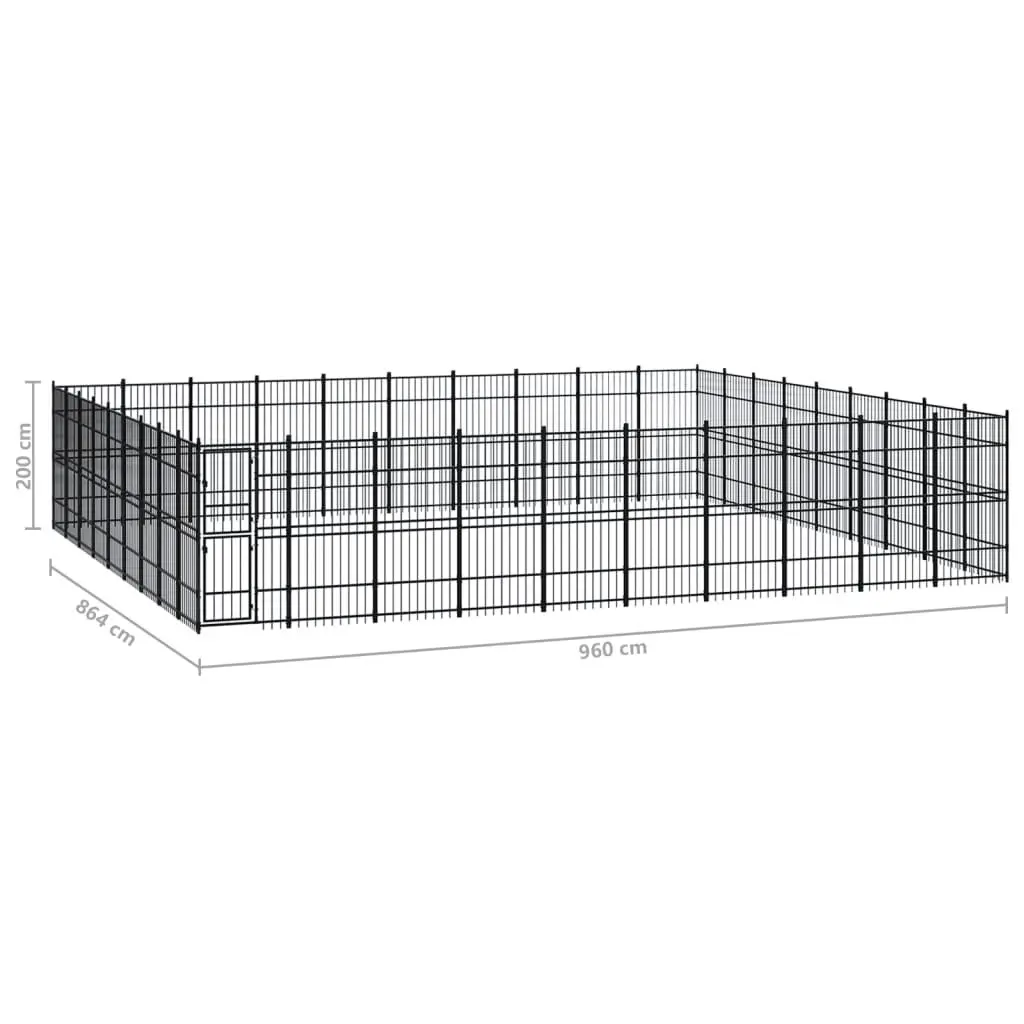 Outdoor Dog Kennel Steel 82.94 mÂ² 3098008