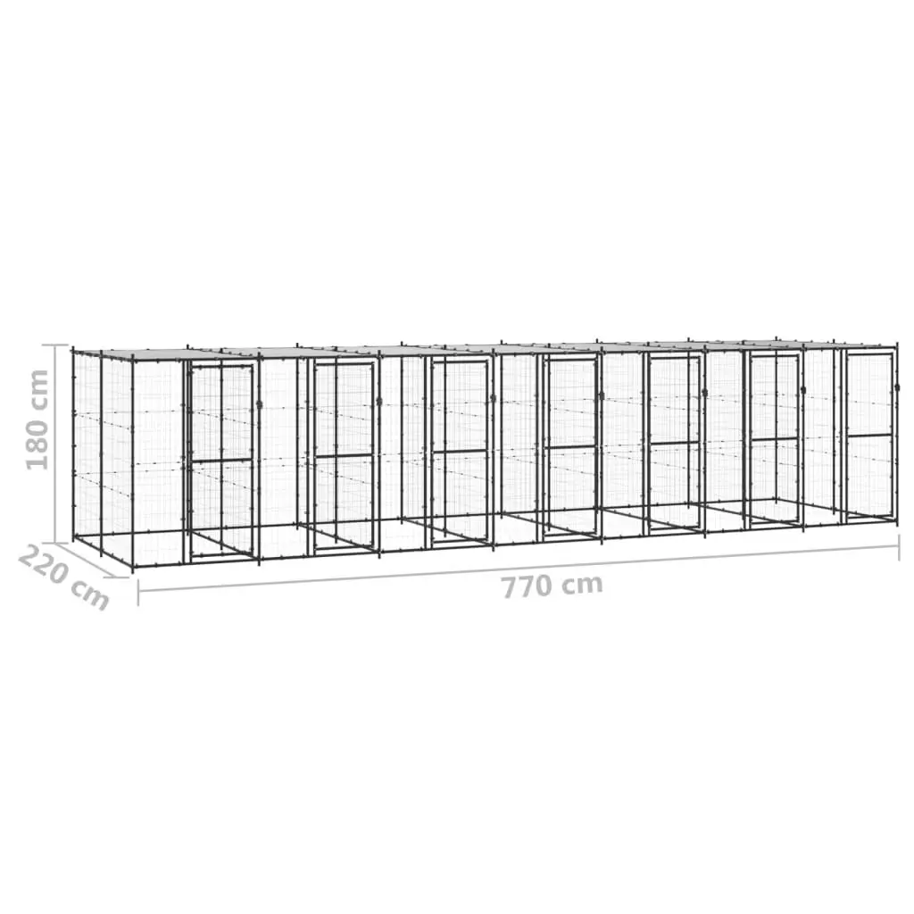 Outdoor Dog Kennel Steel with Roof 16.94 mÂ² 3082254