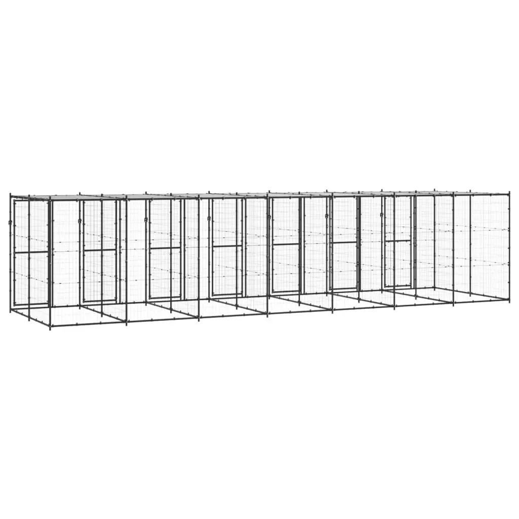 Outdoor Dog Kennel Steel with Roof 16.94 mÂ² 3082254