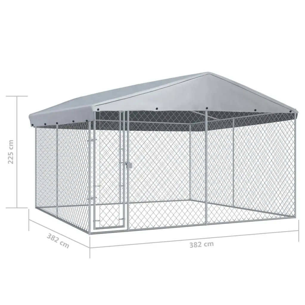 Outdoor Dog Kennel with Roof 382x382x225 cm 145029