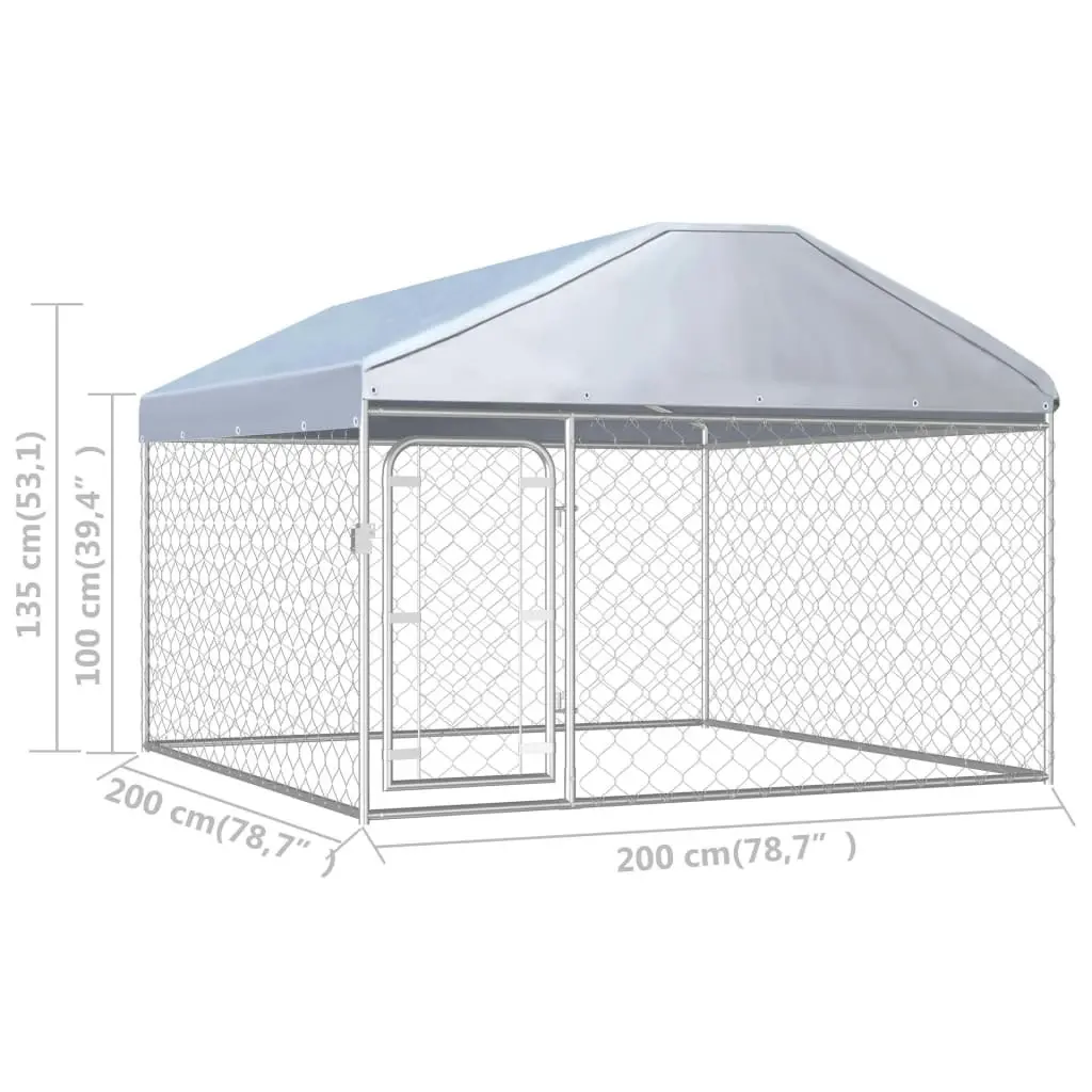 Outdoor Dog Kennel with Roof 200x200x135 cm 144493