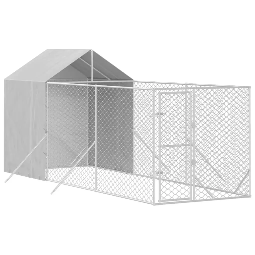 Outdoor Dog Kennel with Roof Silver 2x6x2.5 m Galvanised Steel 3190475