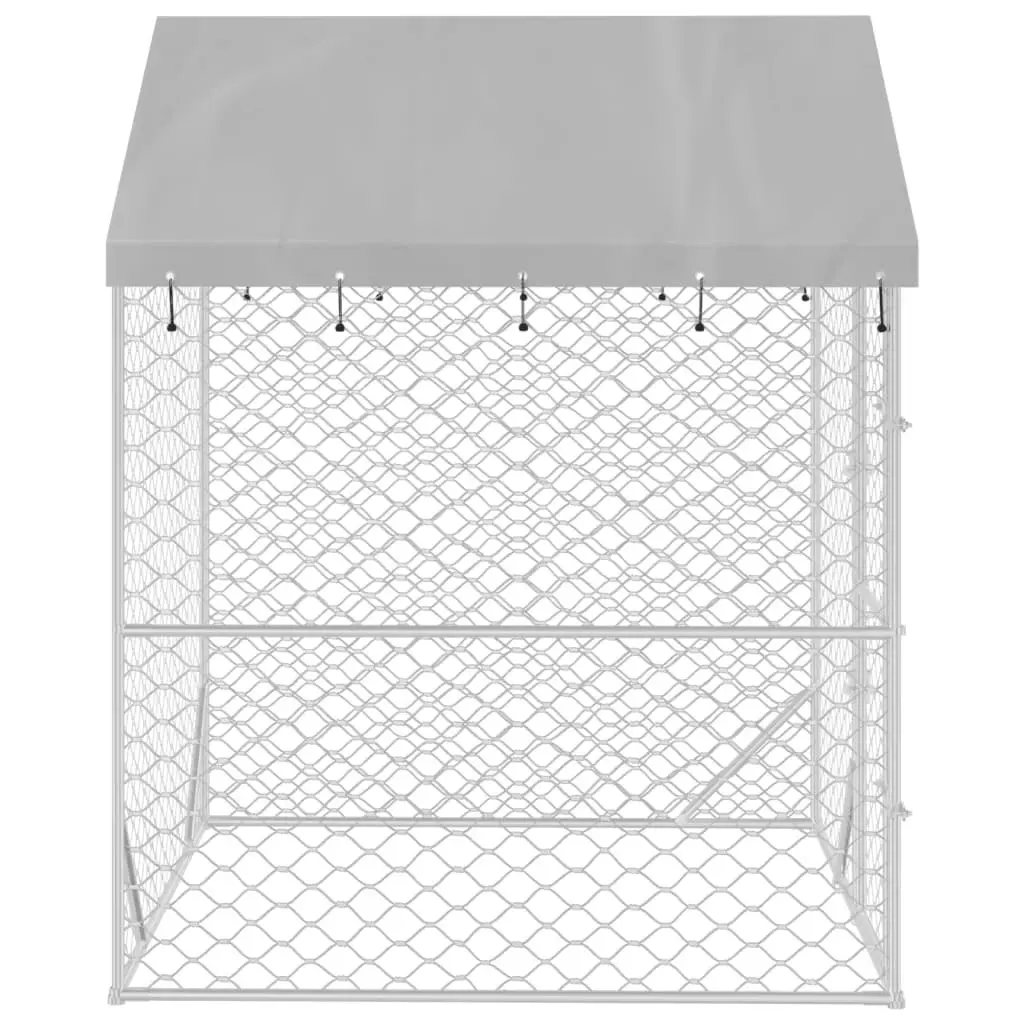 Outdoor Dog Kennel with Roof Silver 2x2x2.5 m Galvanised Steel 153675