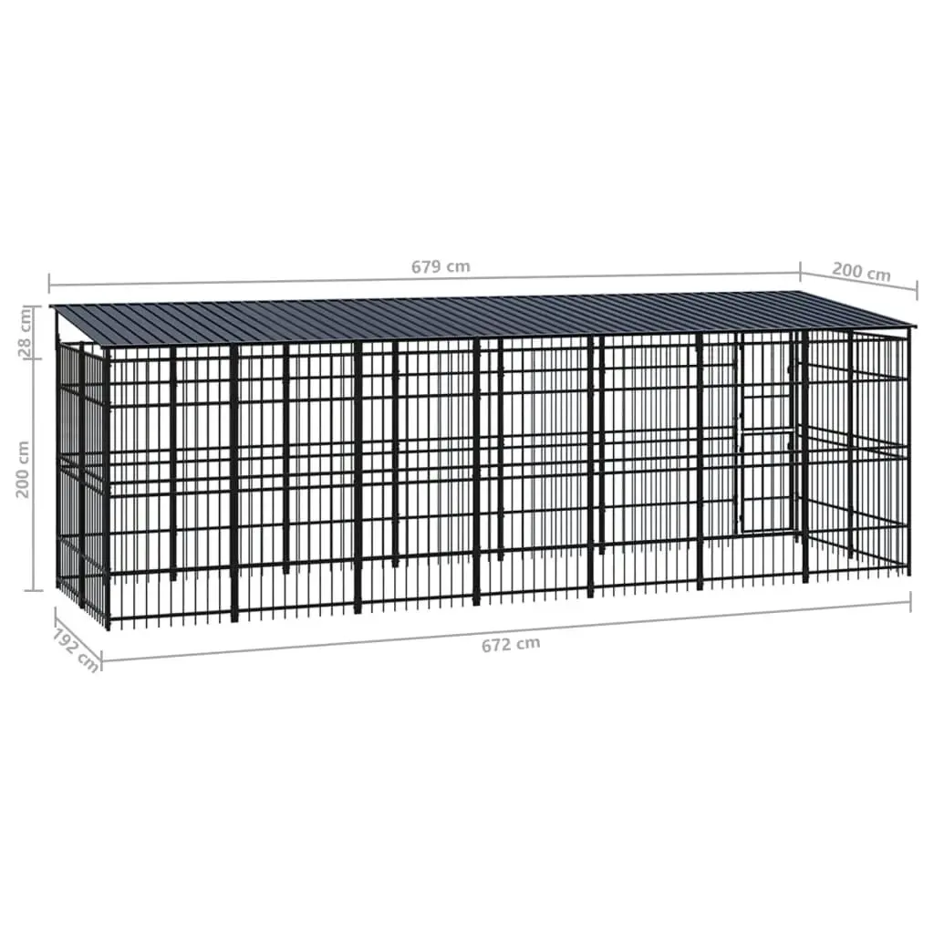 Outdoor Dog Kennel with Roof Steel 12.9 mÂ² 3097970