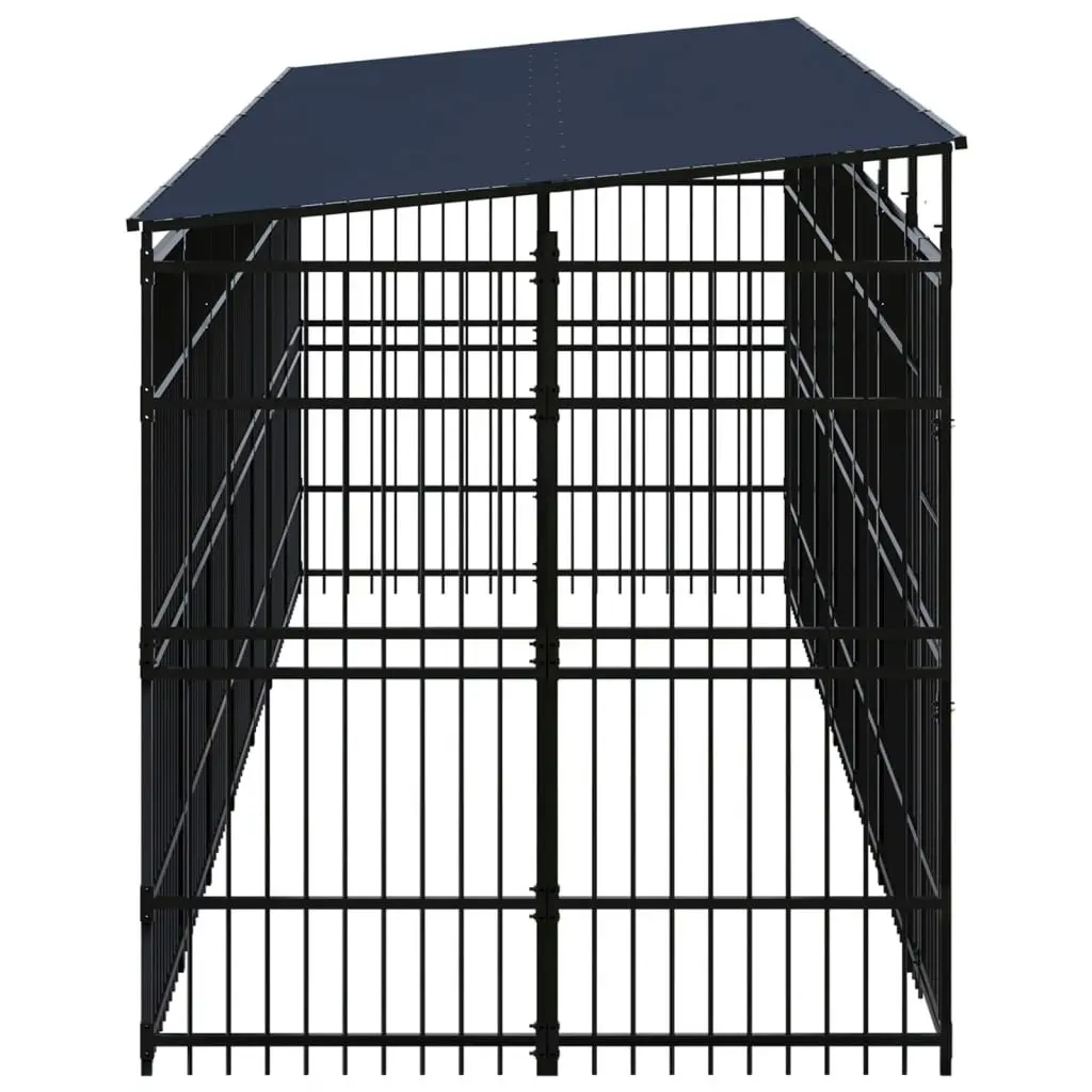 Outdoor Dog Kennel with Roof Steel 12.9 mÂ² 3097970