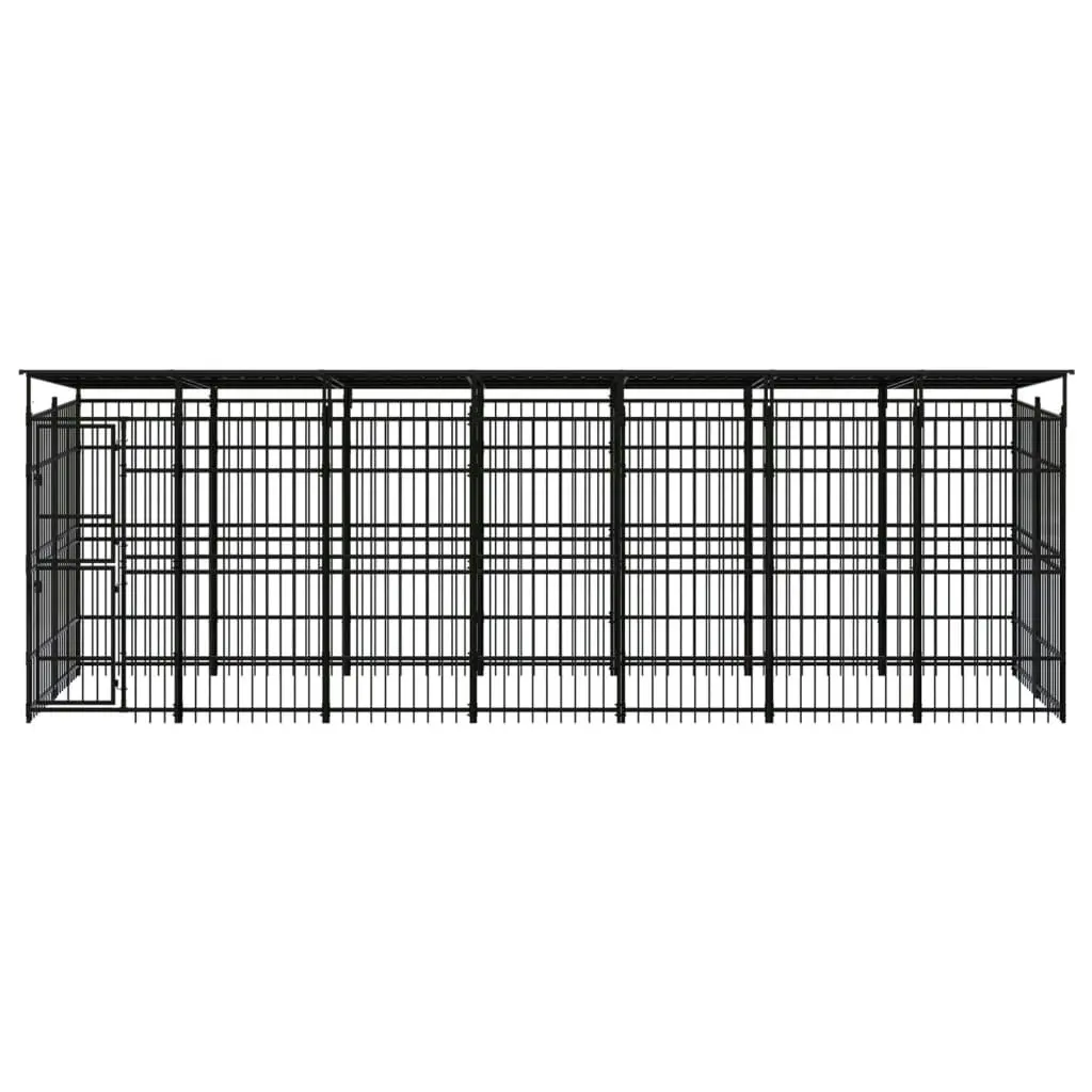 Outdoor Dog Kennel with Roof Steel 12.9 mÂ² 3097970