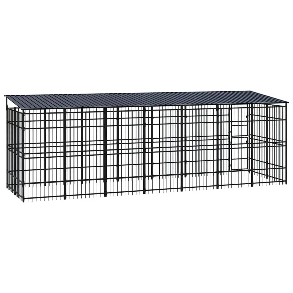 Outdoor Dog Kennel with Roof Steel 12.9 mÂ² 3097970