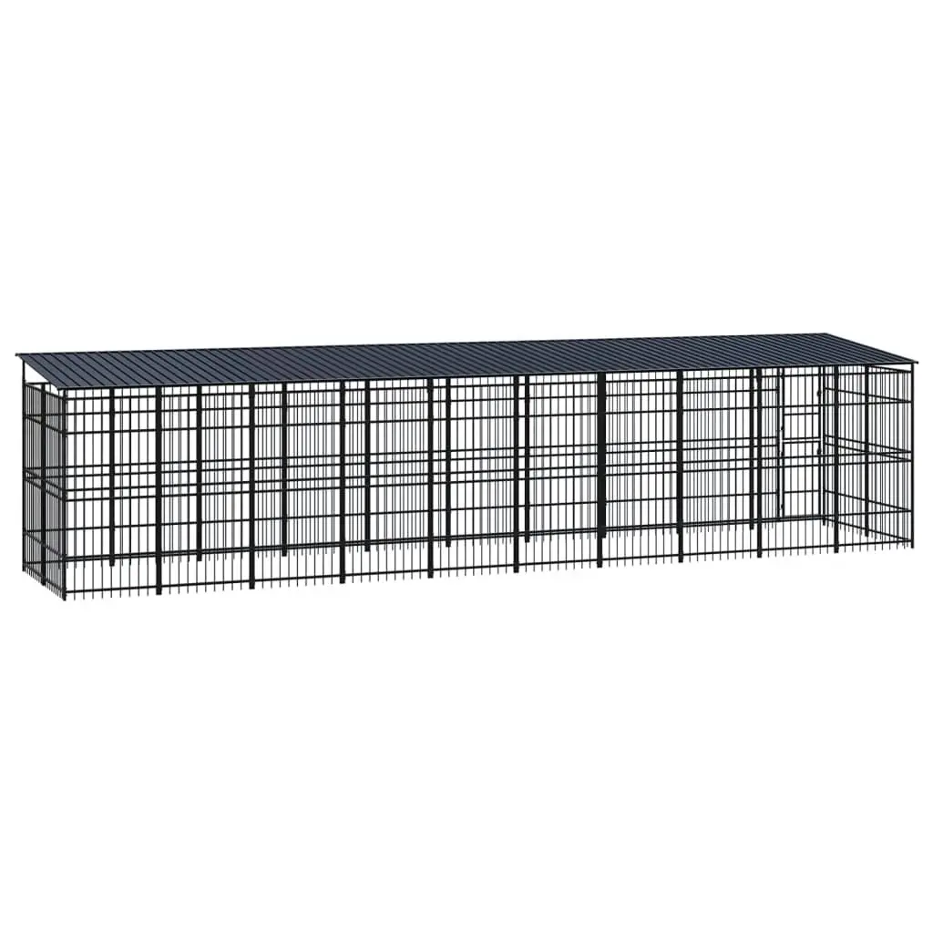 Outdoor Dog Kennel with Roof Steel 18.43 mÂ² 3097973