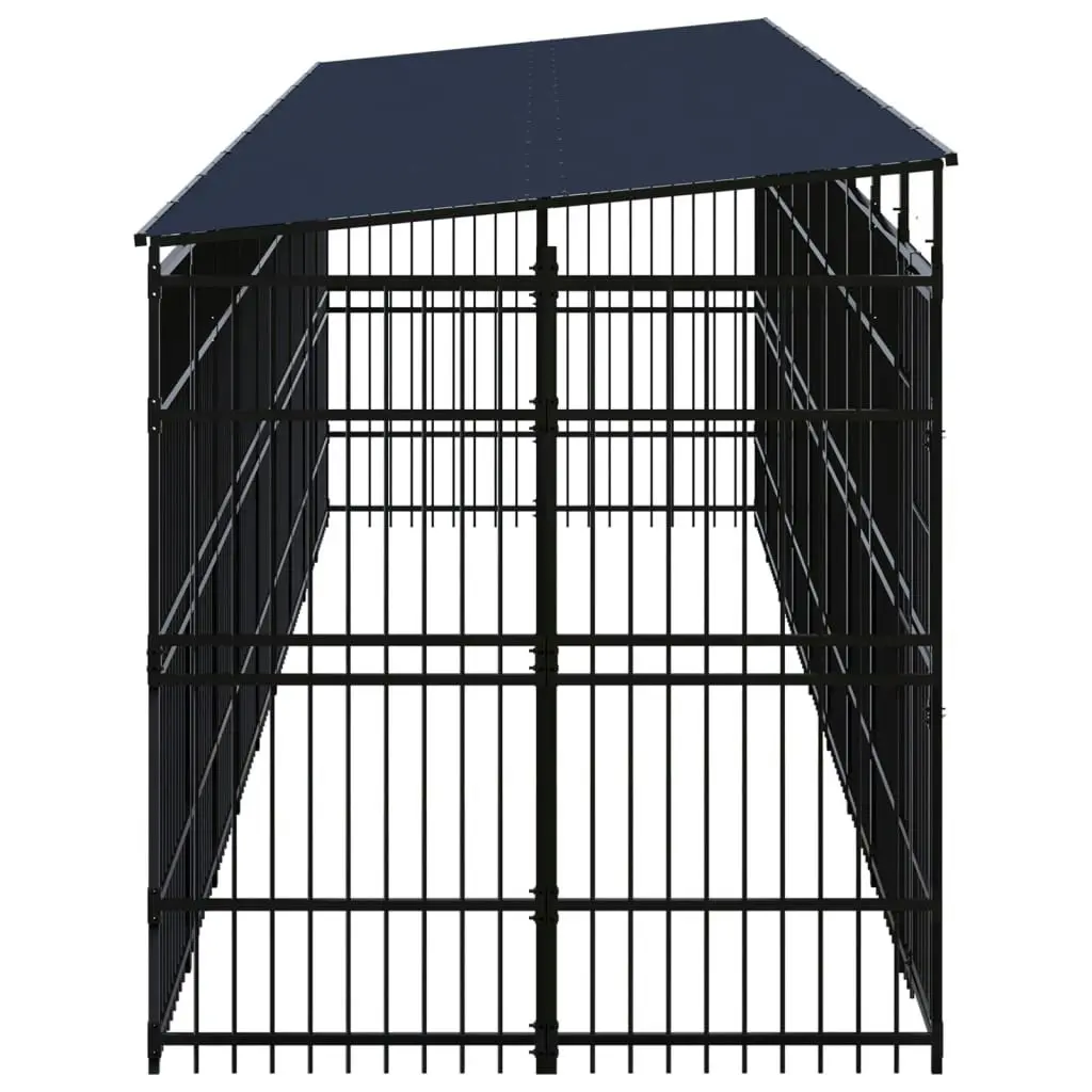 Outdoor Dog Kennel with Roof Steel 18.43 mÂ² 3097973