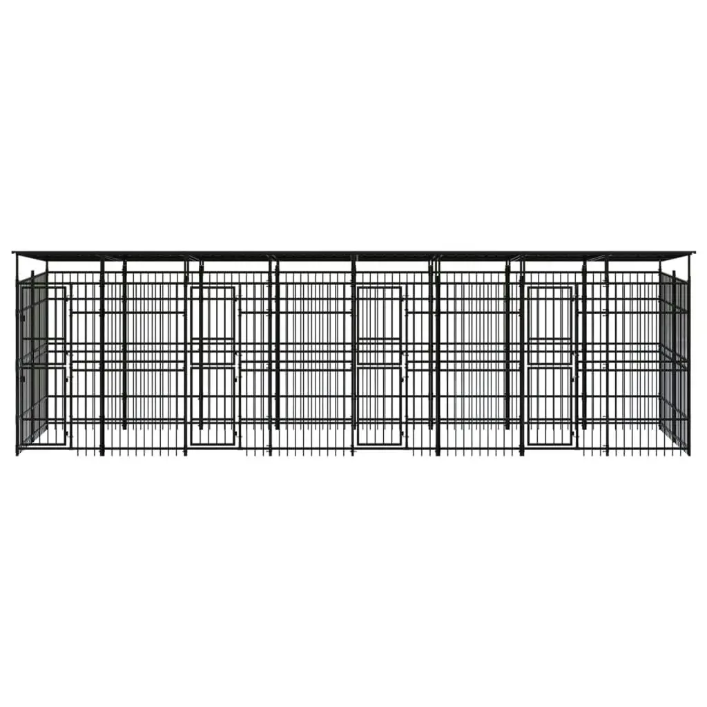 Outdoor Dog Kennel with Roof Steel 14.75 mÂ² 3098016