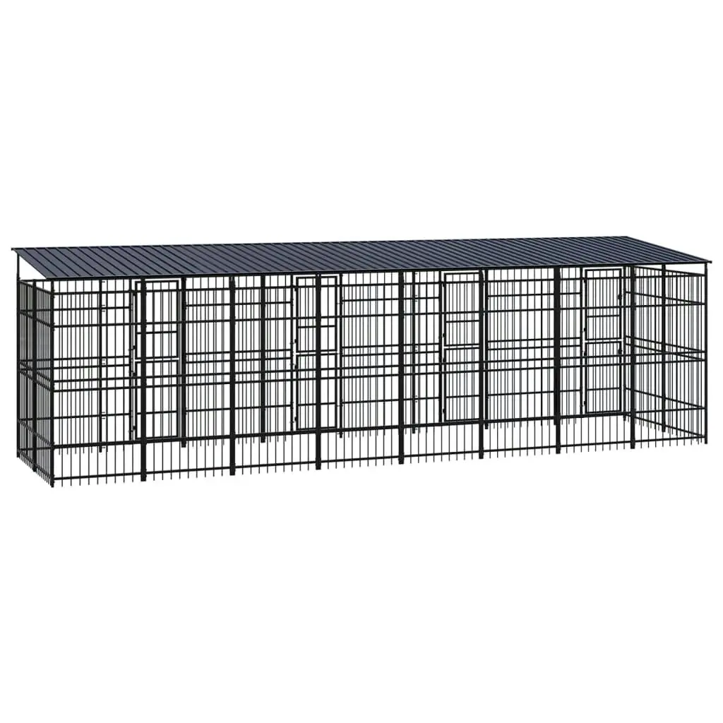 Outdoor Dog Kennel with Roof Steel 14.75 mÂ² 3098016