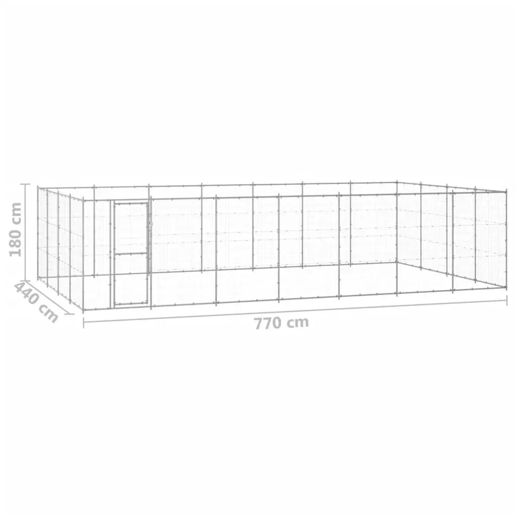 Outdoor Dog Kennel Galvanised Steel 33.88 mÂ² 3082320