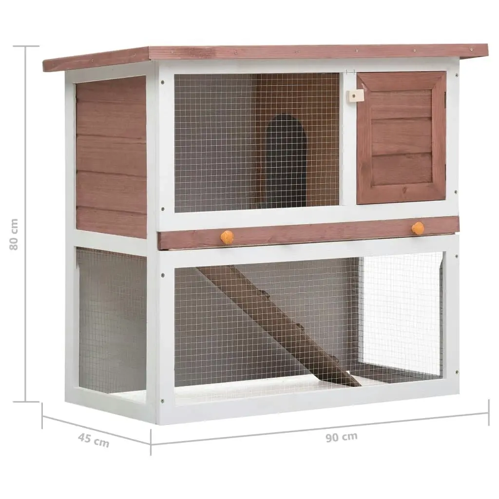 Outdoor Rabbit Hutch 1 Door Brown Wood 170832