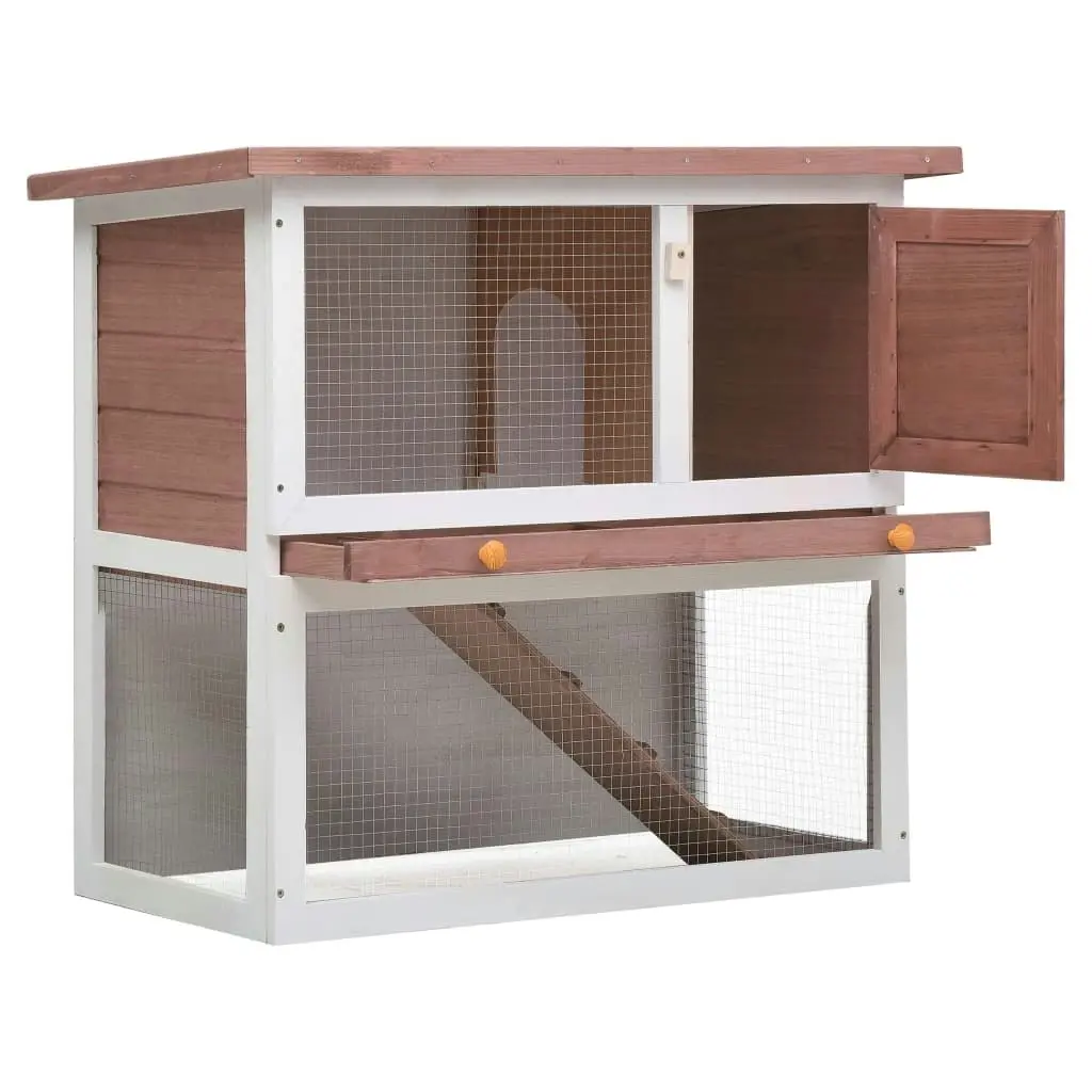 Outdoor Rabbit Hutch 1 Door Brown Wood 170832