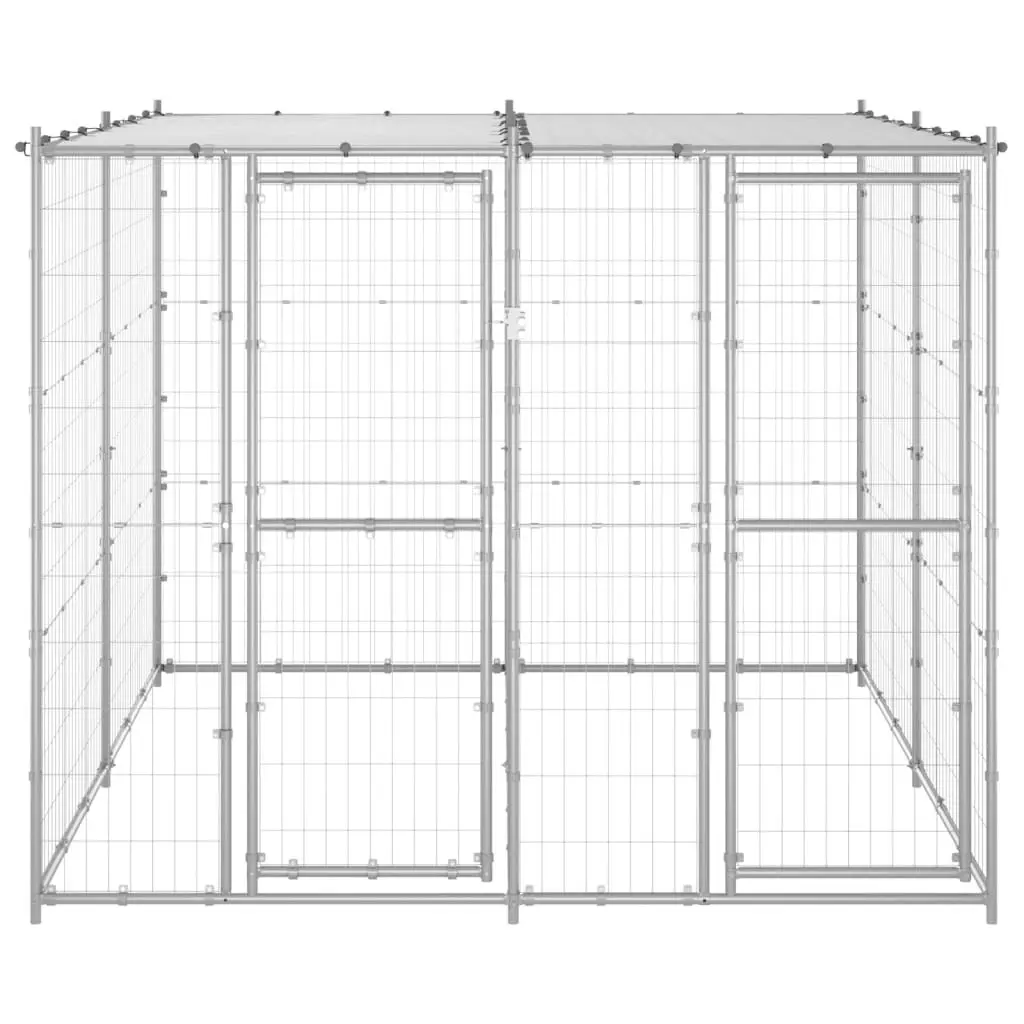 Outdoor Dog Kennel Galvanised Steel with Roof 4.84 mÂ² 3082271