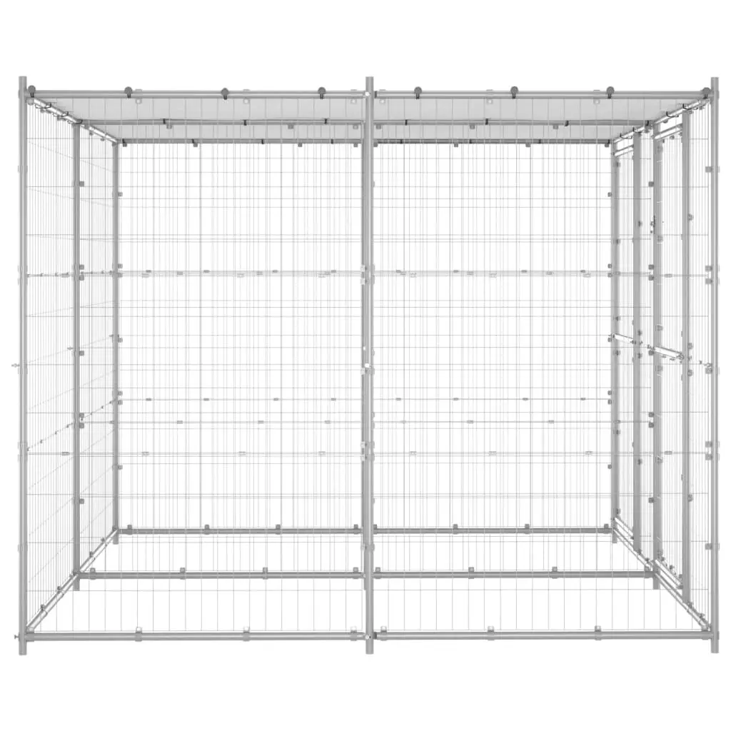 Outdoor Dog Kennel Galvanised Steel with Roof 4.84 mÂ² 3082271