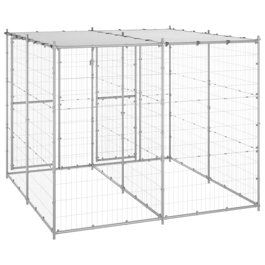 Outdoor Dog Kennel Galvanised Steel with Roof 4.84 mÂ² 3082271