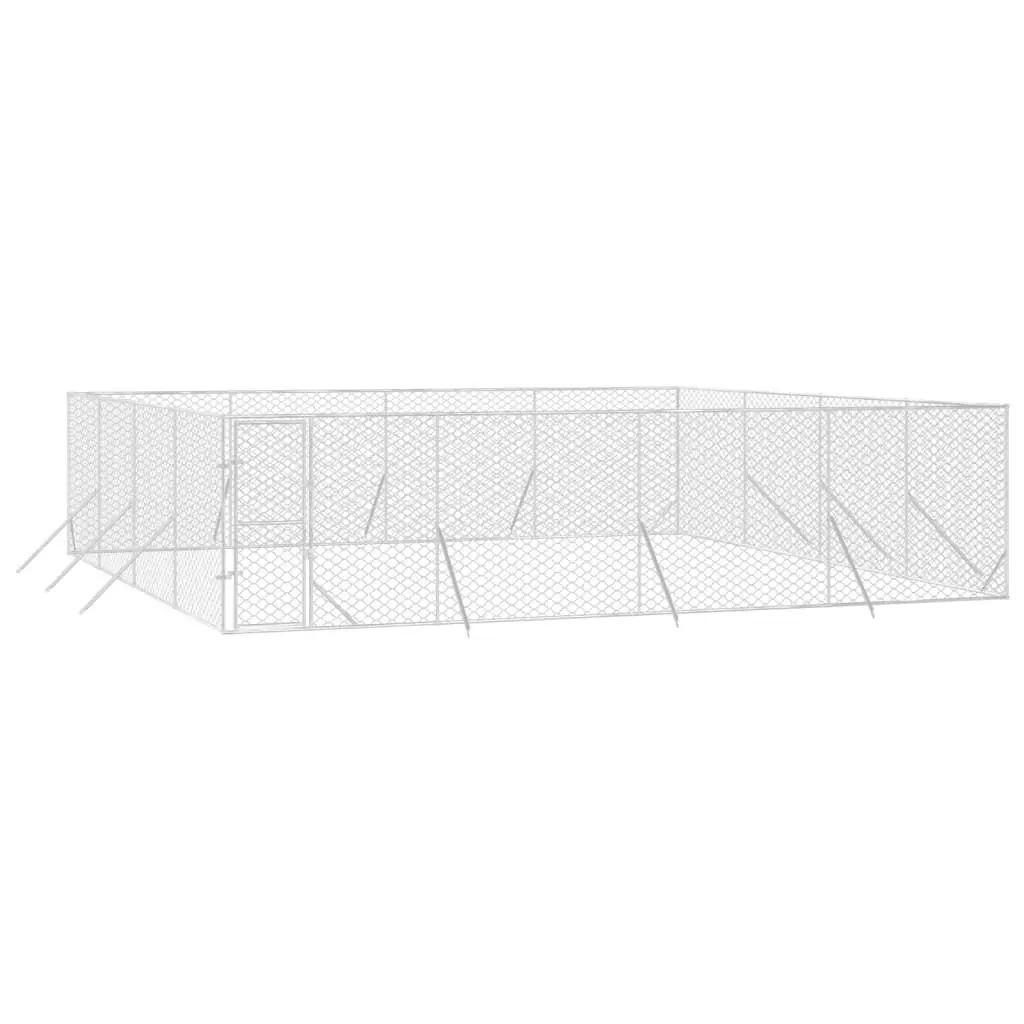 Outdoor Dog Kennel Silver 8x8x2 m Galvanised Steel 3190464