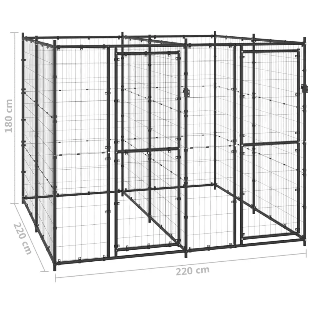 Outdoor Dog Kennel Steel 4.84 mÂ² 3082260