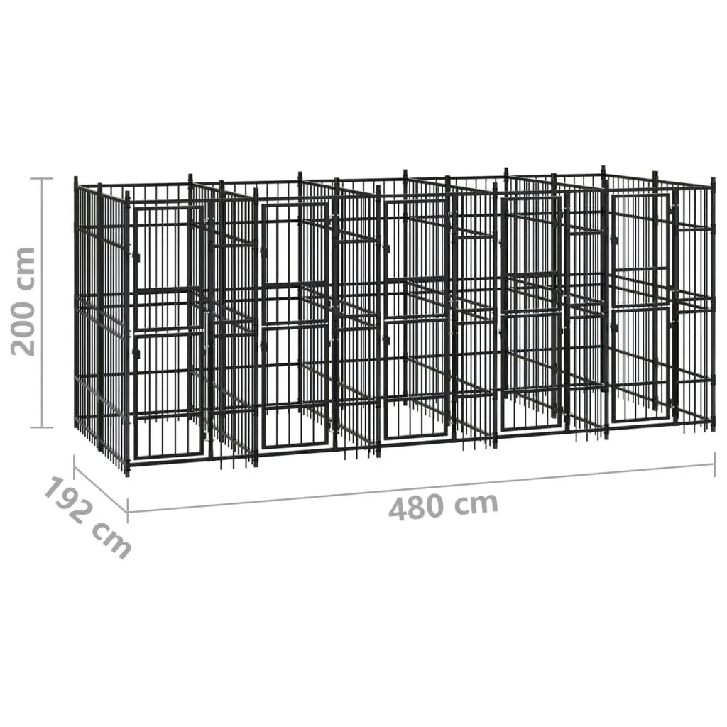 Outdoor Dog Kennel Steel 9.22 mÂ² 3097940