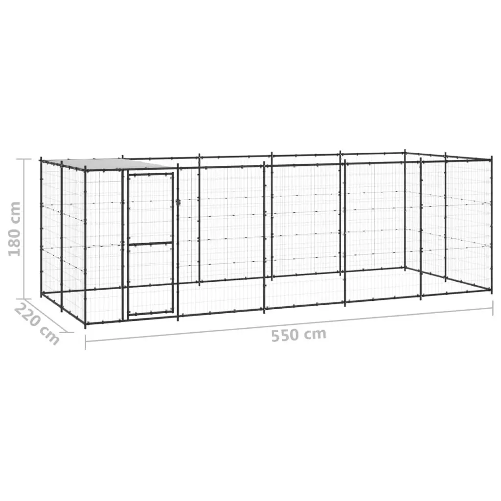 Outdoor Dog Kennel Steel with Roof 12.1 mÂ² 3082294