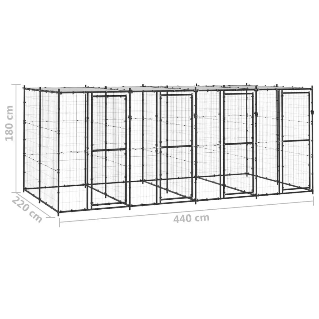 Outdoor Dog Kennel Steel with Roof 9.68 mÂ² 3082251