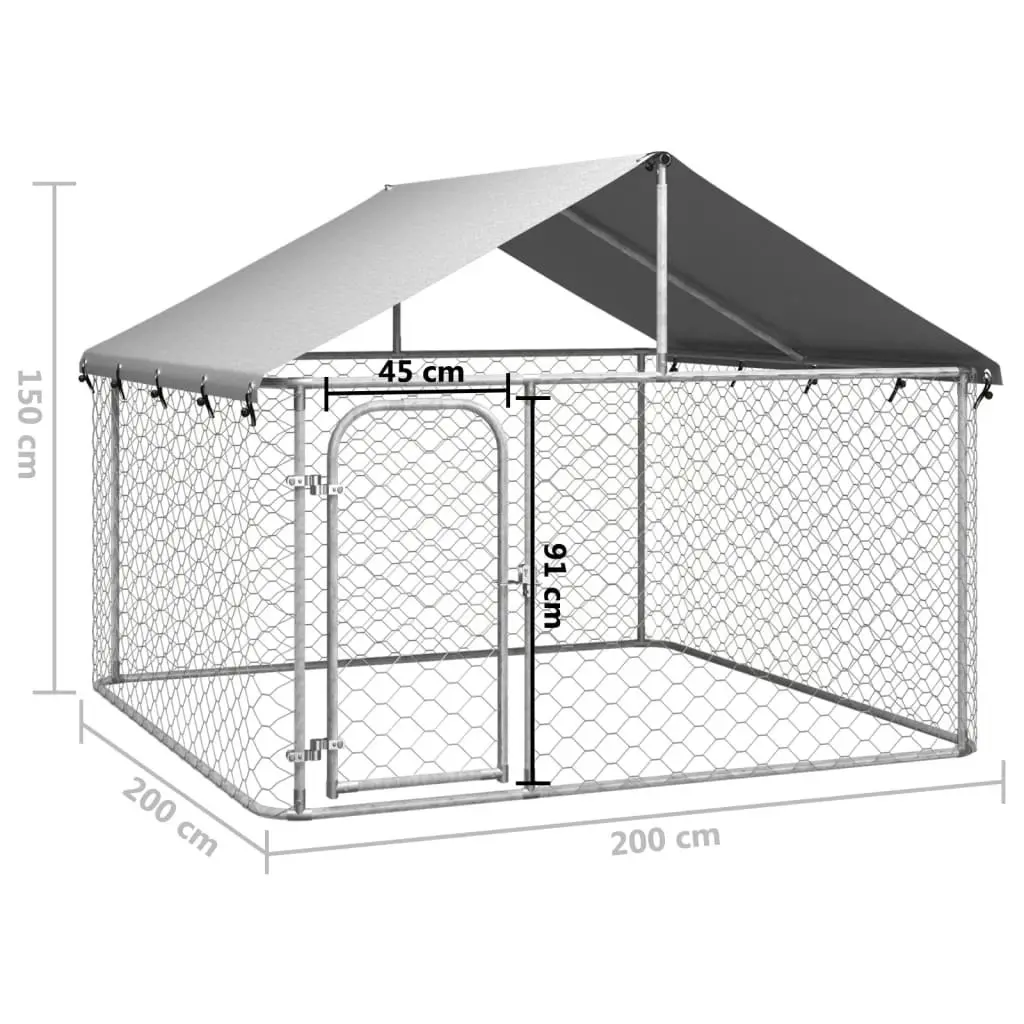 Outdoor Dog Kennel with Roof 200x200x150 cm 171498