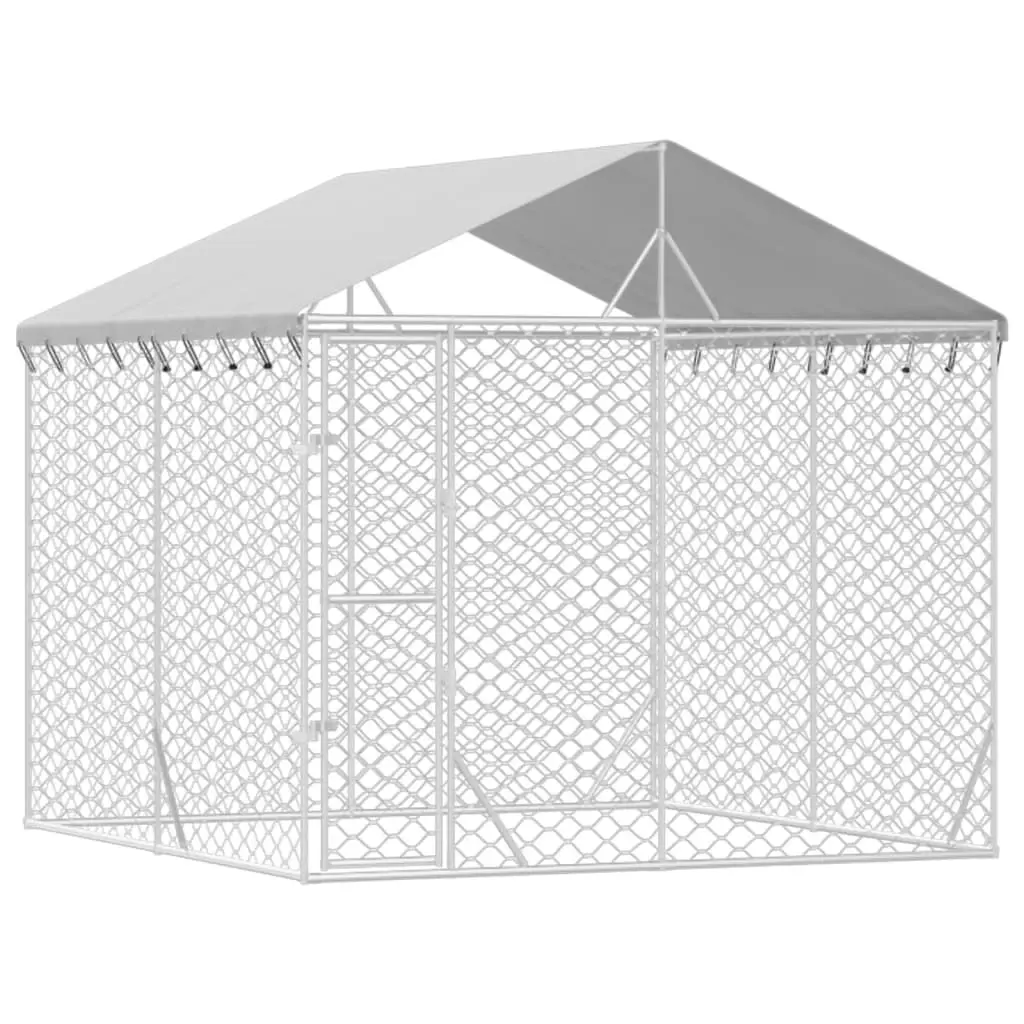 Outdoor Dog Kennel with Roof Silver 3x3x2.5 m Galvanised Steel 3190486