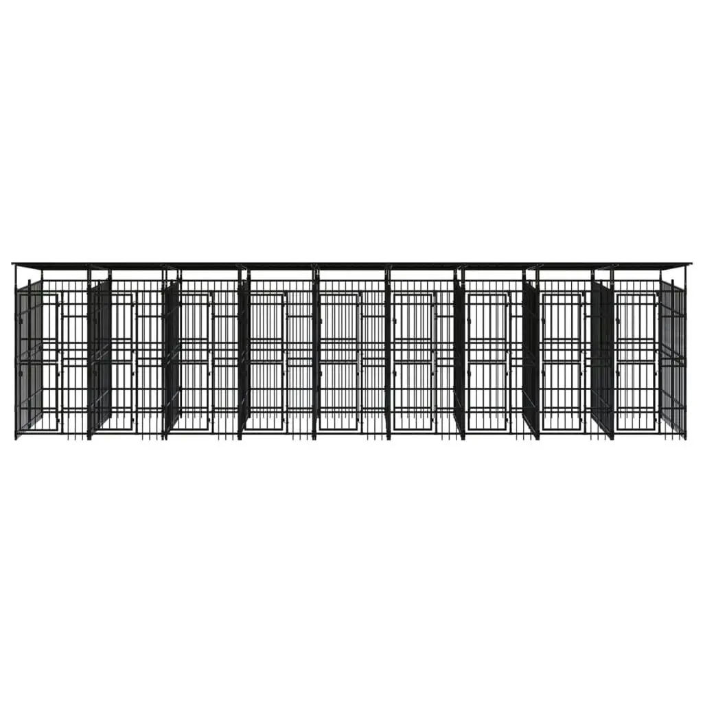 Outdoor Dog Kennel with Roof Steel 16.59 mÂ² 3097954