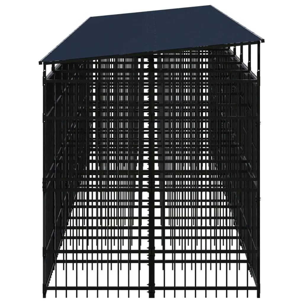 Outdoor Dog Kennel with Roof Steel 16.59 mÂ² 3097954