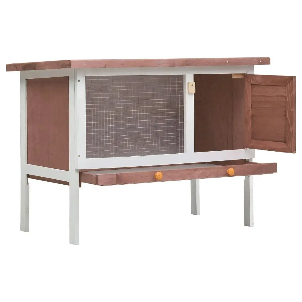 Outdoor Rabbit Hutch 1 Layer Brown Wood 170829