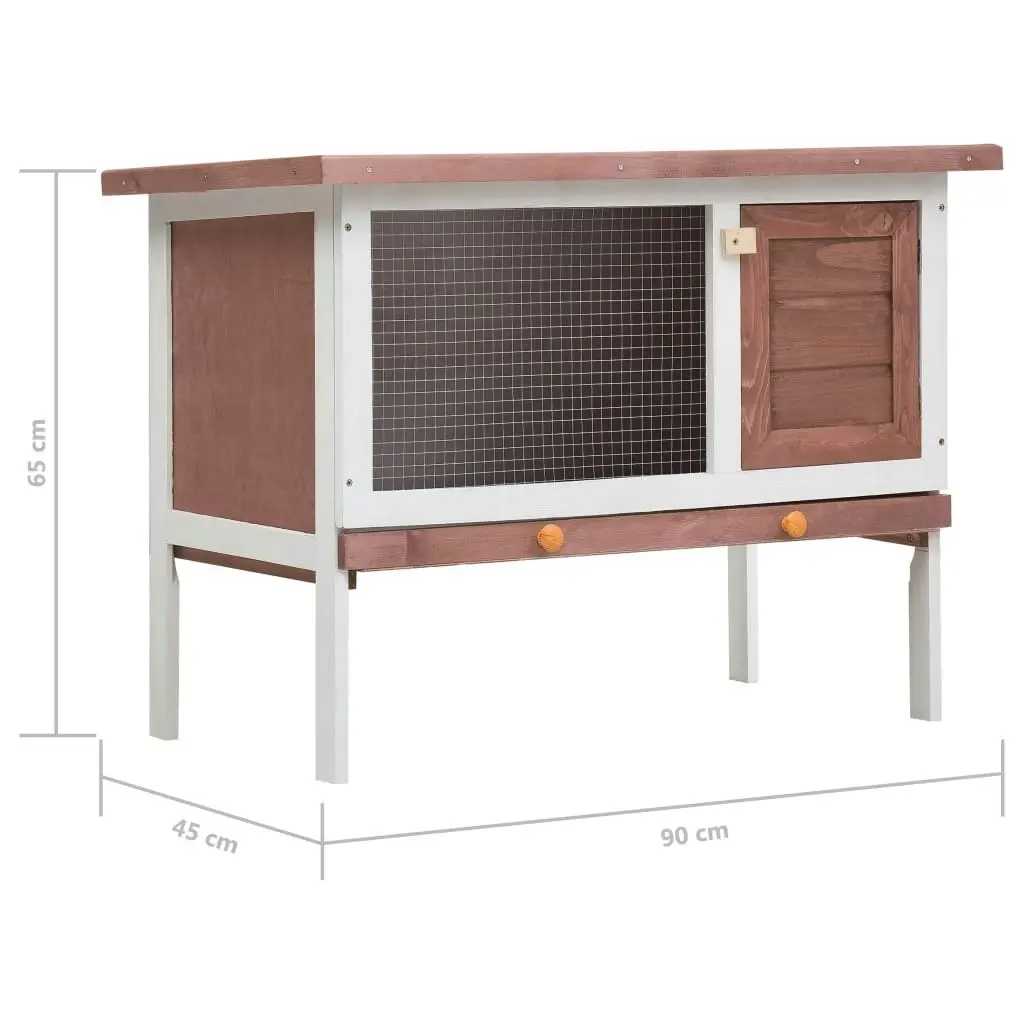 Outdoor Rabbit Hutch 1 Layer Brown Wood 170829