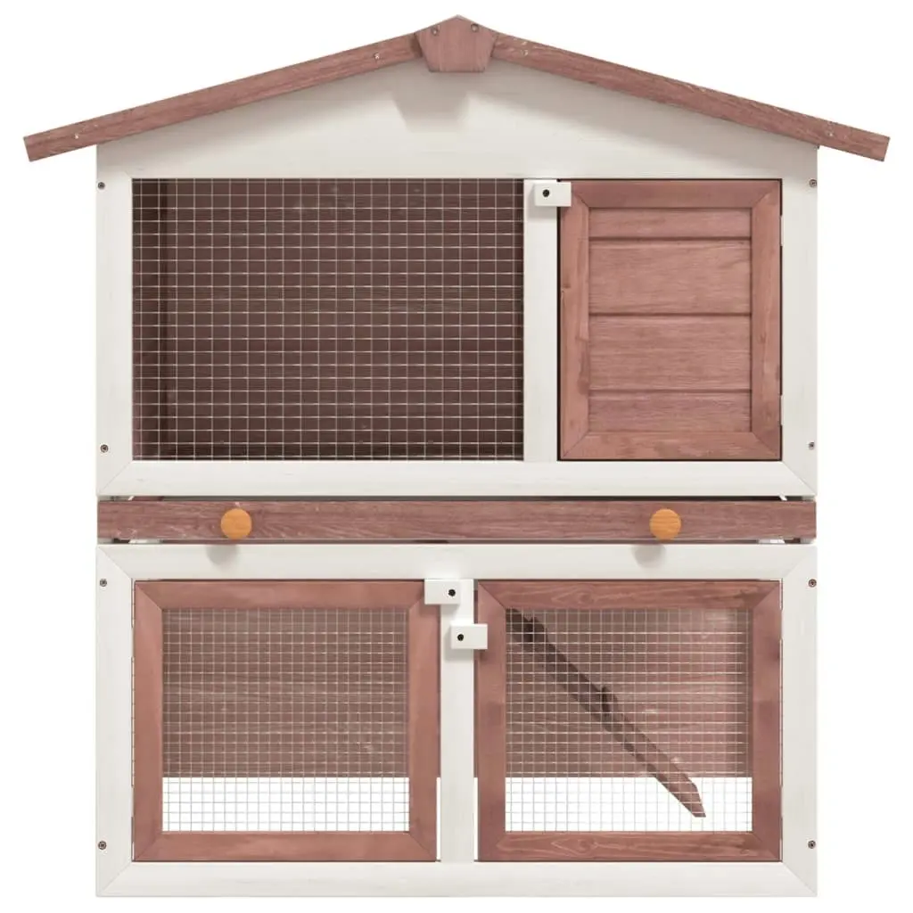 Outdoor Rabbit Hutch 3 Doors Brown Wood 170838