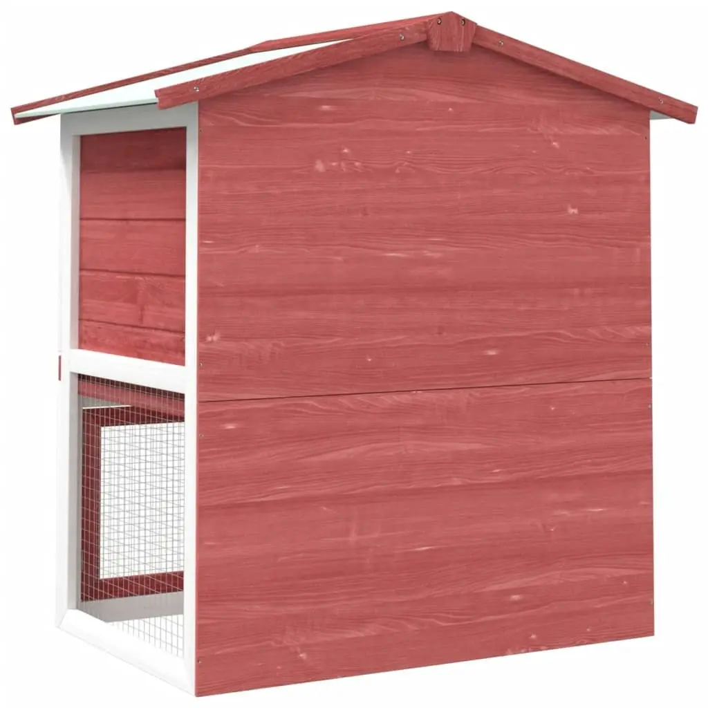 Outdoor Rabbit Hutch 3 Doors Red Wood 170839