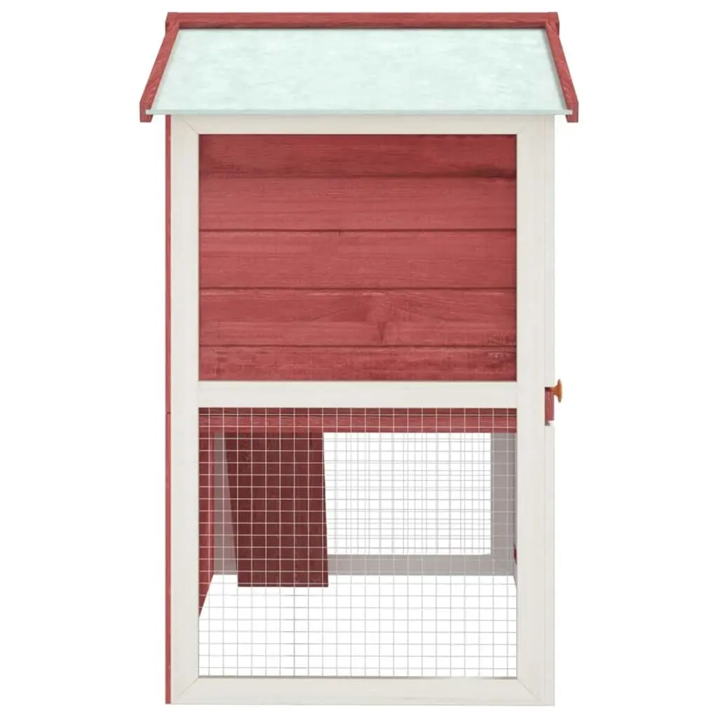 Outdoor Rabbit Hutch 3 Doors Red Wood 170839