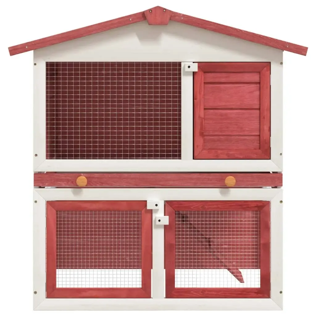 Outdoor Rabbit Hutch 3 Doors Red Wood 170839