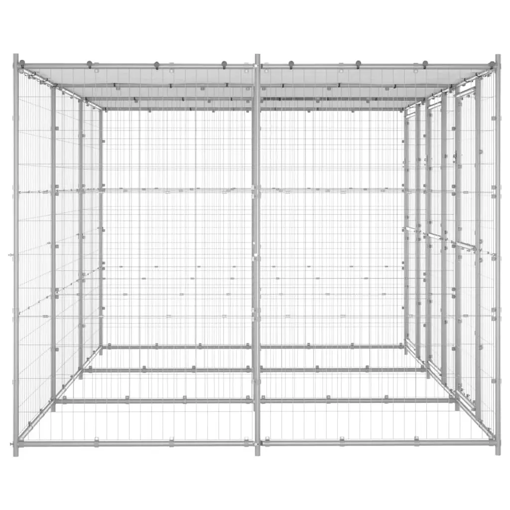 Outdoor Dog Kennel Galvanised Steel with Roof 7.26 mÂ² 3082272