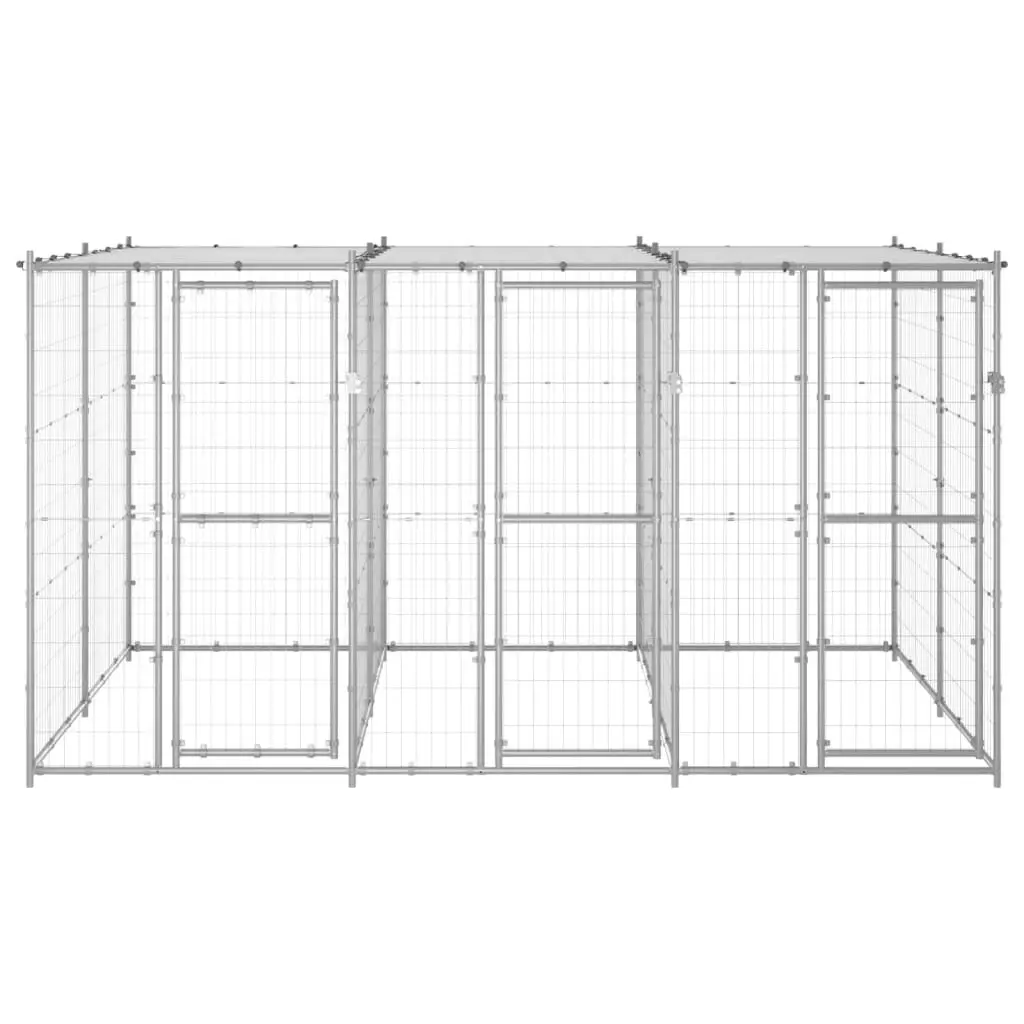 Outdoor Dog Kennel Galvanised Steel with Roof 7.26 mÂ² 3082272