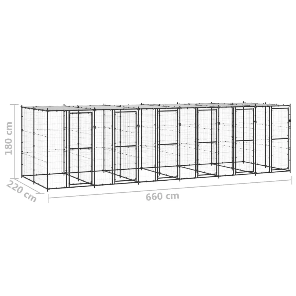 Outdoor Dog Kennel Steel with Roof 14.52 mÂ² 3082253