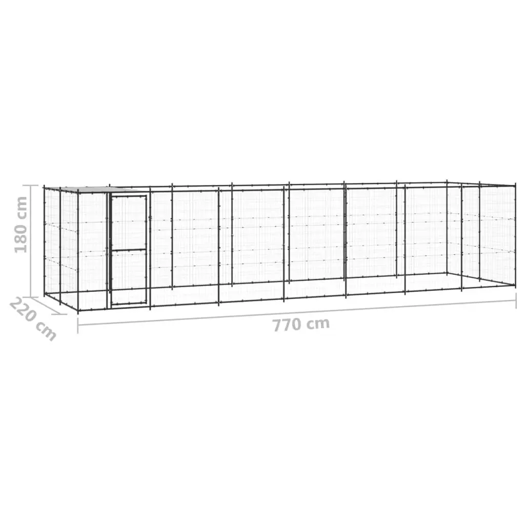 Outdoor Dog Kennel Steel with Roof 16.94 mÂ² 3082295