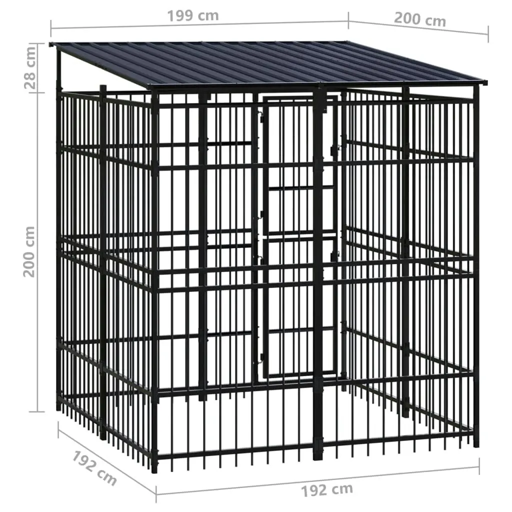 Outdoor Dog Kennel with Roof Steel 3.69 mÂ² 3097965