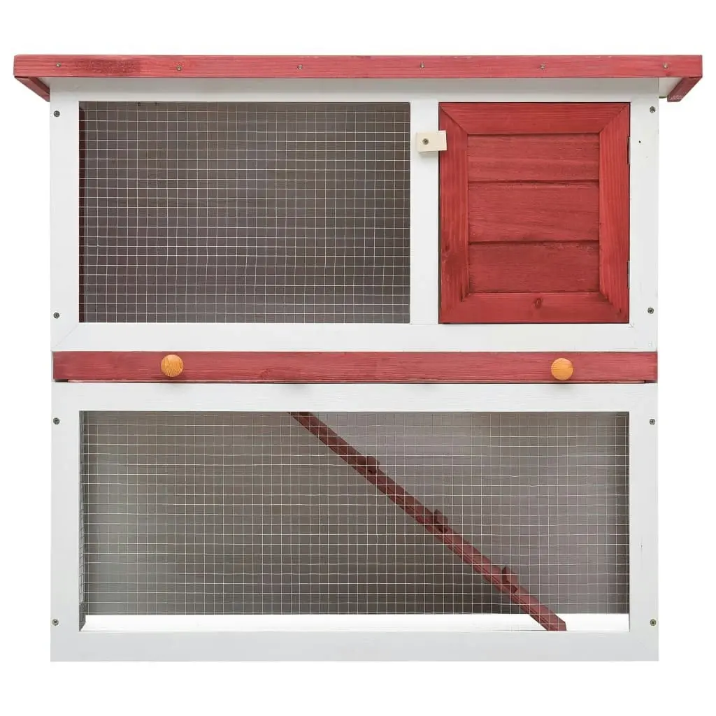 Outdoor Rabbit Hutch 1 Door Red Wood 170833