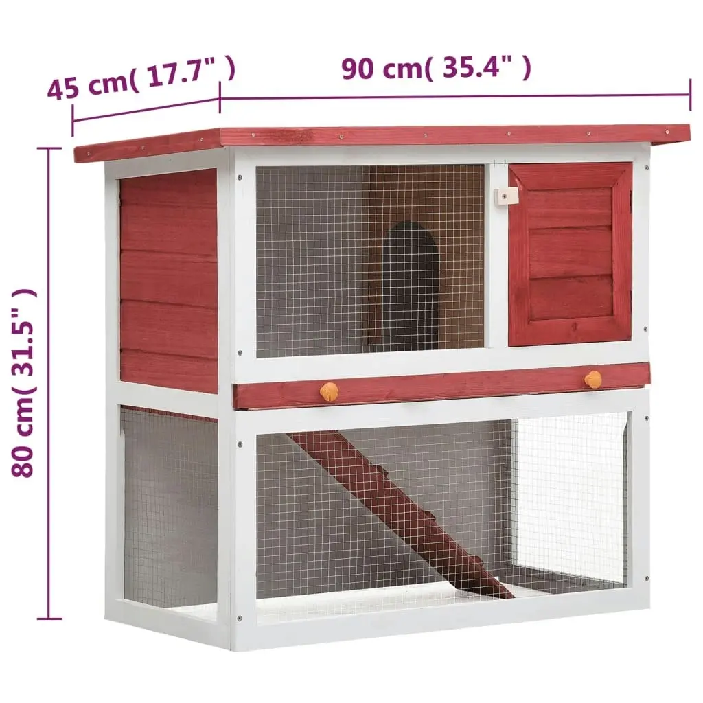 Outdoor Rabbit Hutch 1 Door Red Wood 170833